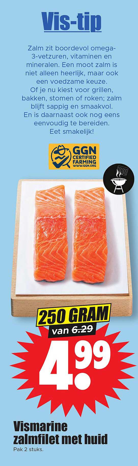 Vismarine zalmfilet met huid