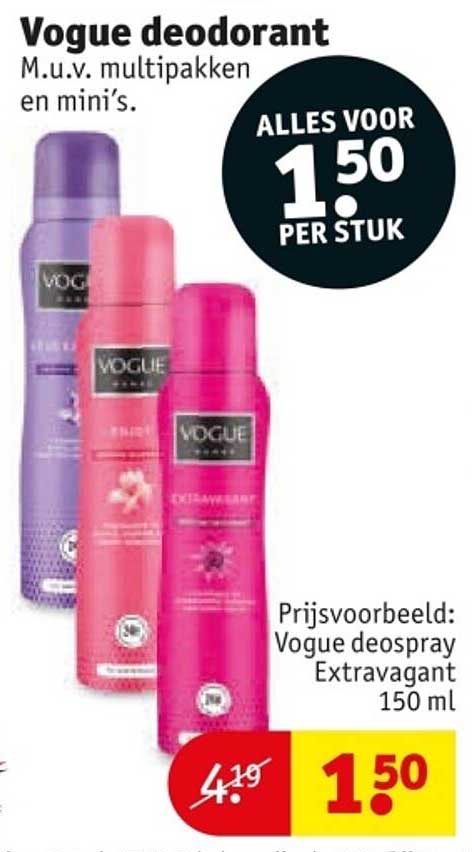 Vogue deodorant M.u.v. multipakken en mini's.