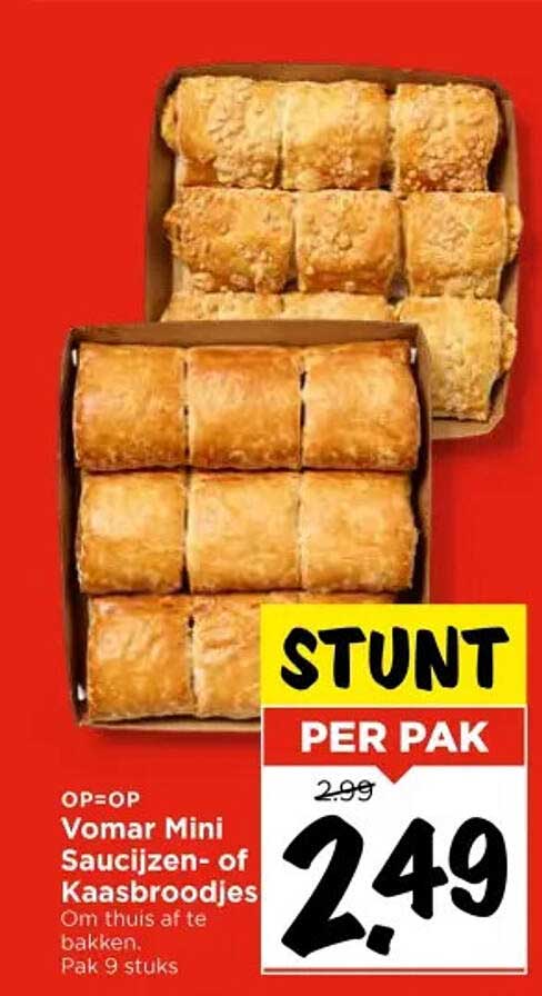 Vomar Mini Saucijzen- of Kaasbroodjes