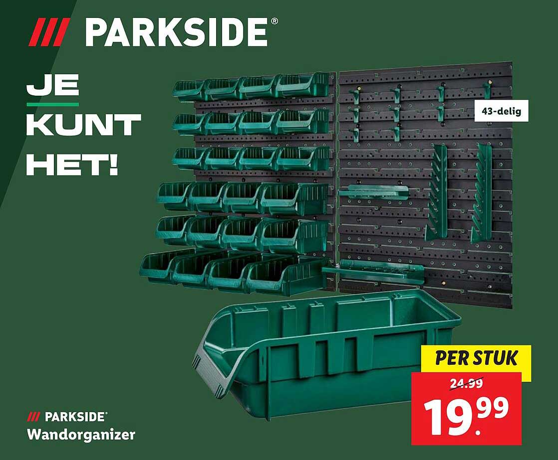 Wat een geweldige aanbieding! Parkside Wandorganizer 43-delig voor maar €19,99!