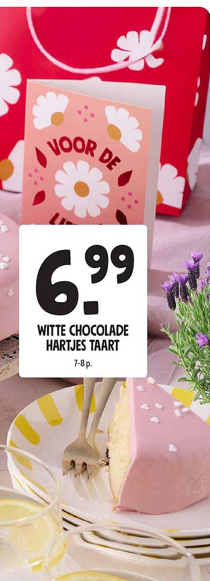 WITTE CHOCOLADE HARTJES TAART