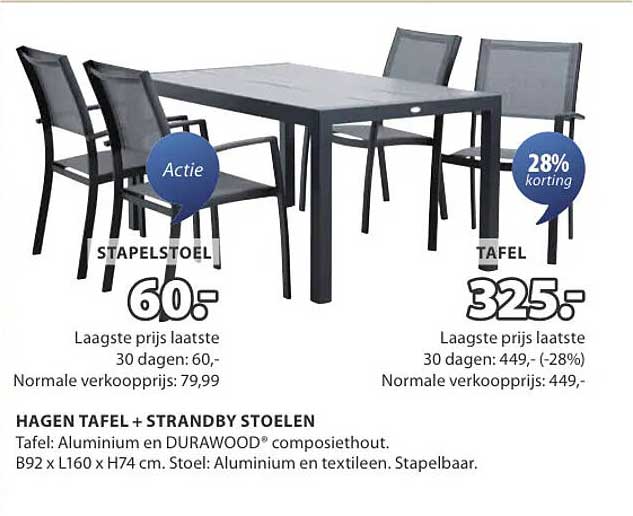 HAGEN TAFEL + STRANDBY STOELEN