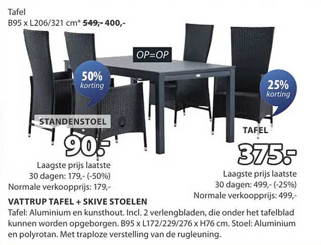 VATTRUP TAFEL + SKIVE STOELEN
