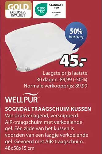 WELLPUR Sogndal Traagschuim Kussen