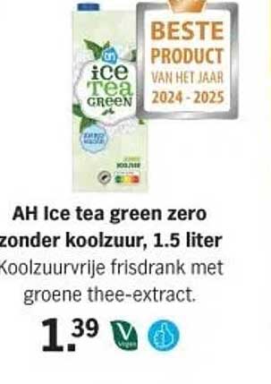 AH Ice tea green zero zonder koolzuur, 1.5 liter