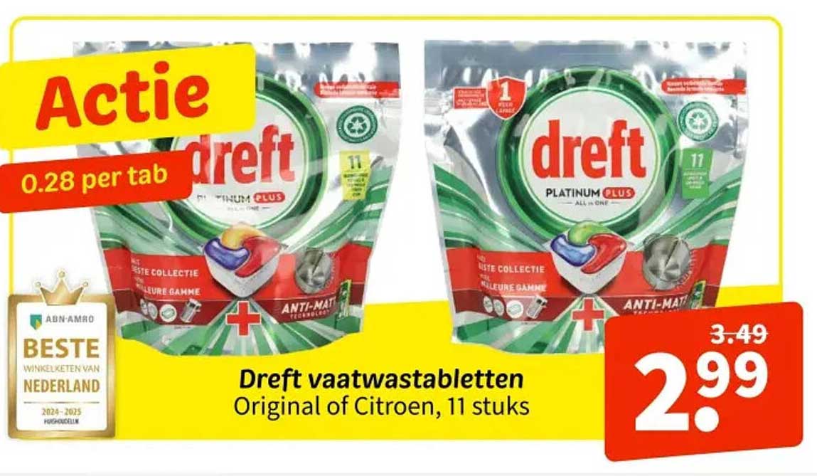 Dreft vaatwastabletten Original of Citroen, 11 stuks