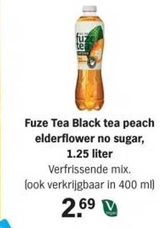 Fuze Tea Black tea peach elderflower no sugar, 1.25 liter