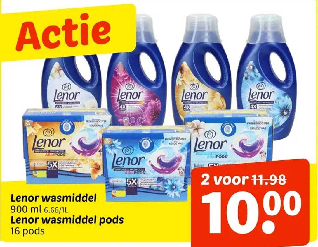 Lenor wasmiddel 900 ml 6.66/1L Lenor wasmiddel pods 16 pods