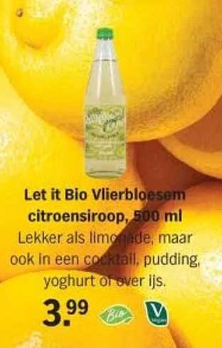 Let it Bio Vlierbloesem citroensiroop, 500 ml