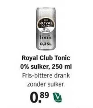 Royal Club Tonic 0% suiker, 250 ml