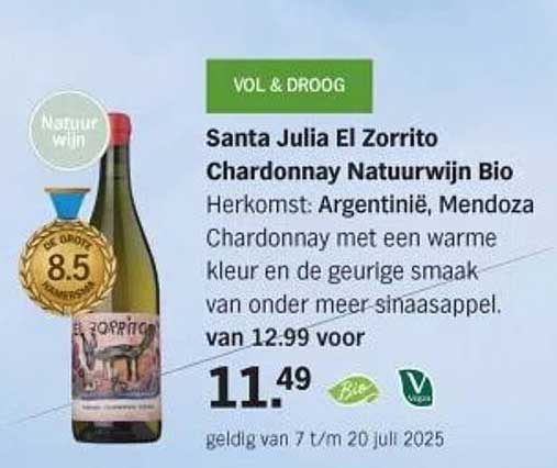 Santa Julia El Zorrito Chardonnay Natuurwijn Bio