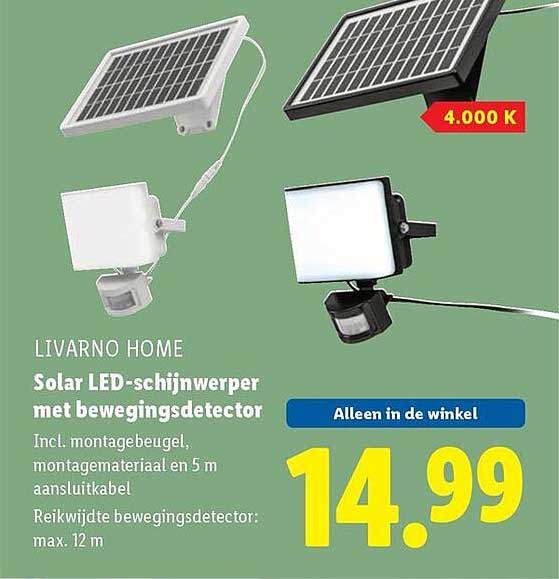Solar LED-schijnwerper met bewegingsdetector