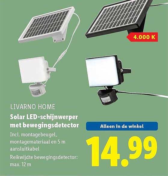 Solar LED-schijnwerper met bewegingsdetector