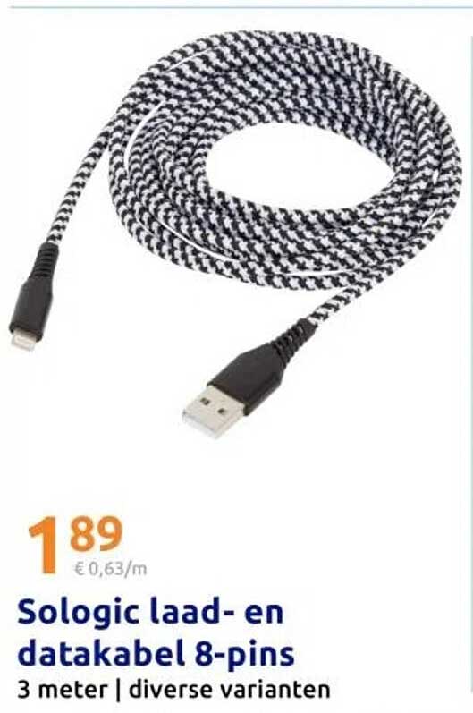 Sologic laad- en datakabel 8-pins