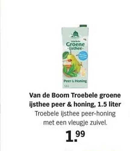 Van de Boom Troebele groene ijsthee peer & honing, 1.5 liter