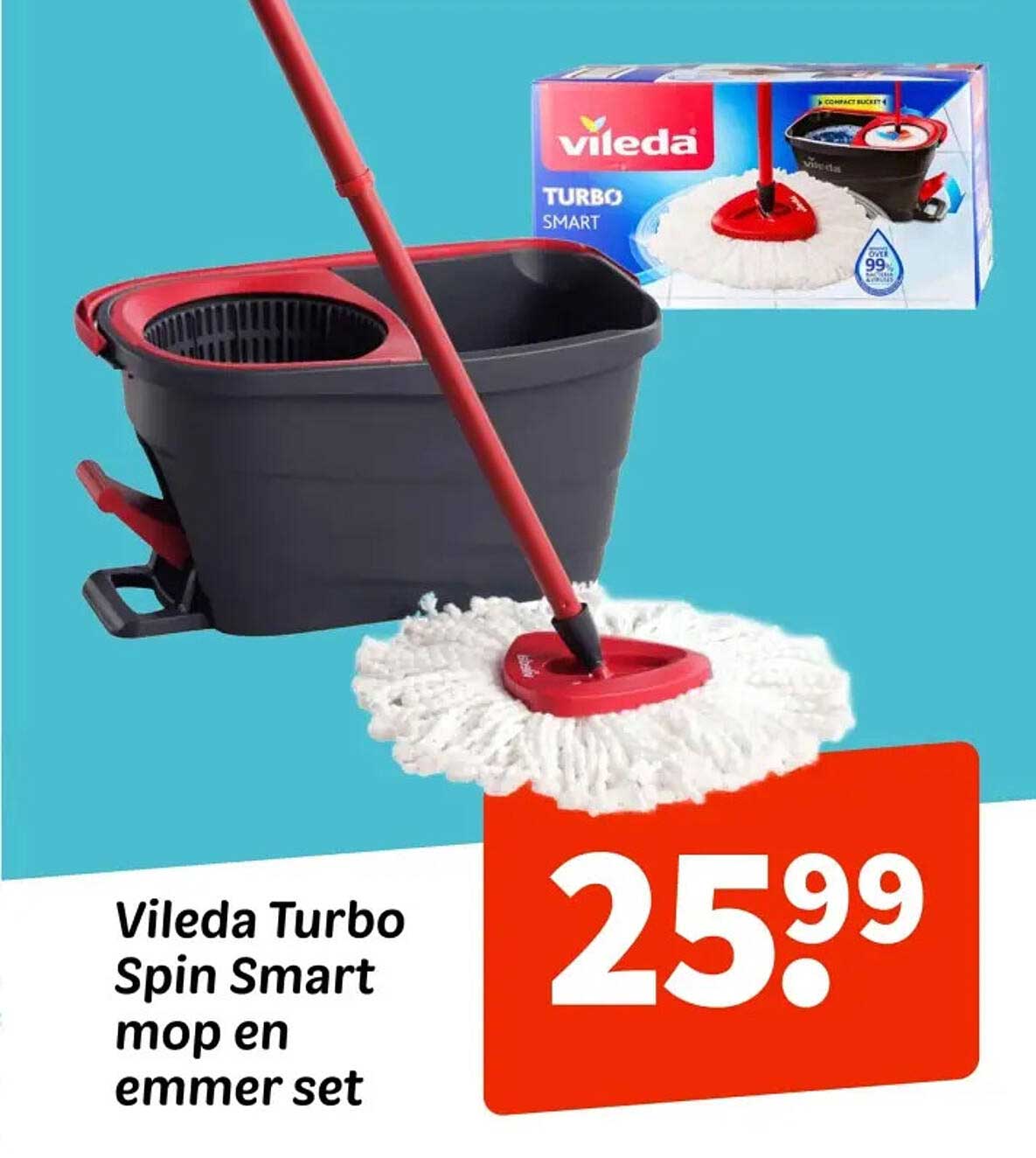 Vileda Turbo Spin Smart mop en emmer set