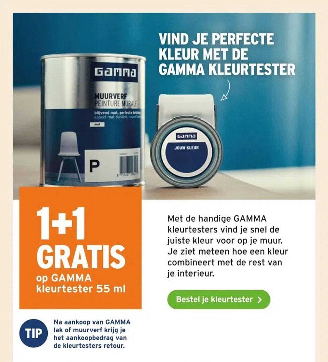 1+1 GRATIS op GAMMA kleurtester 55 ml