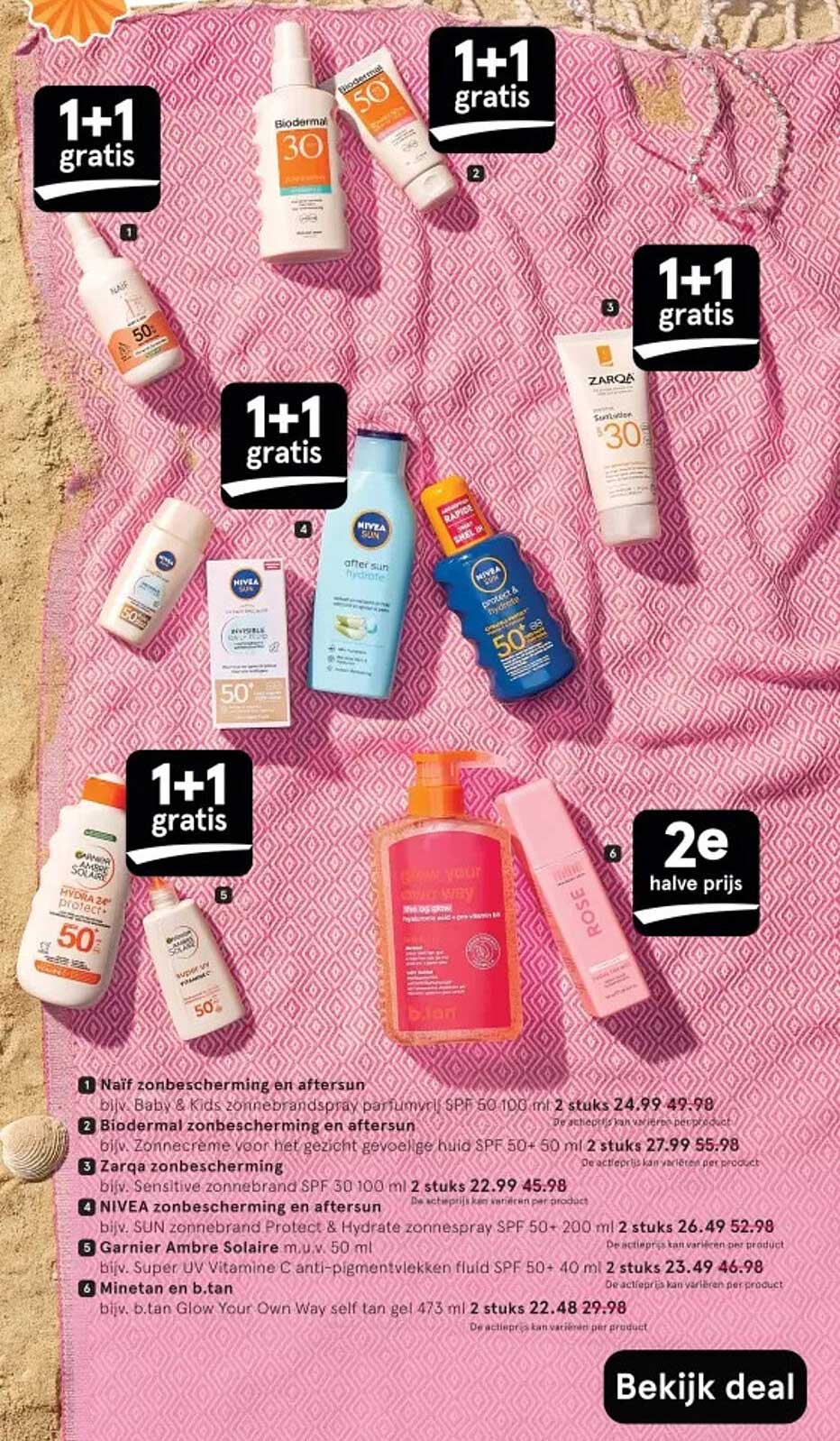 1+1 gratis op geselecteerde zonbeschermingsproducten