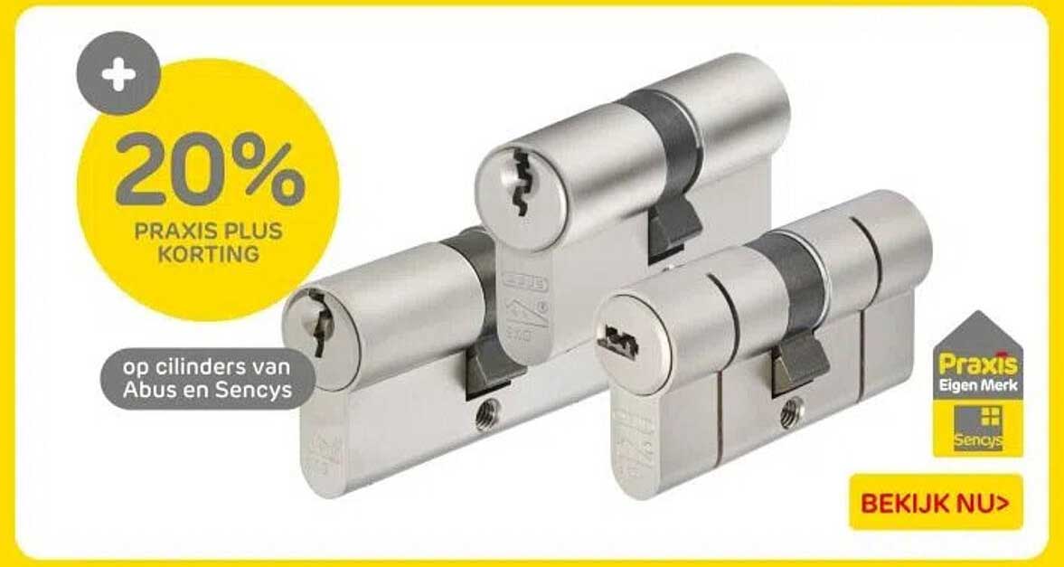 20% PRACTIS PLUS KORTING op cilinders van Abus en Sencys