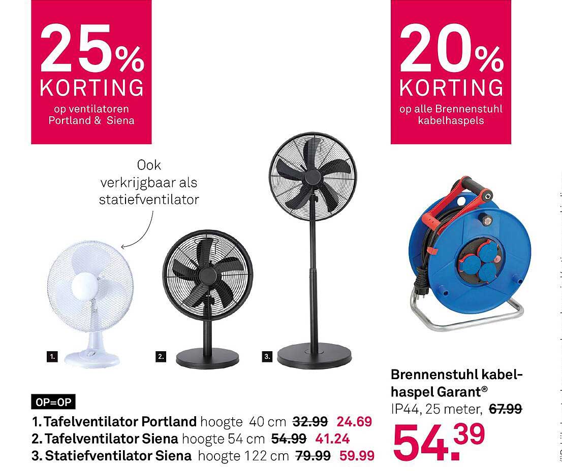 25% KORTING op ventilatoren Portland & Siena