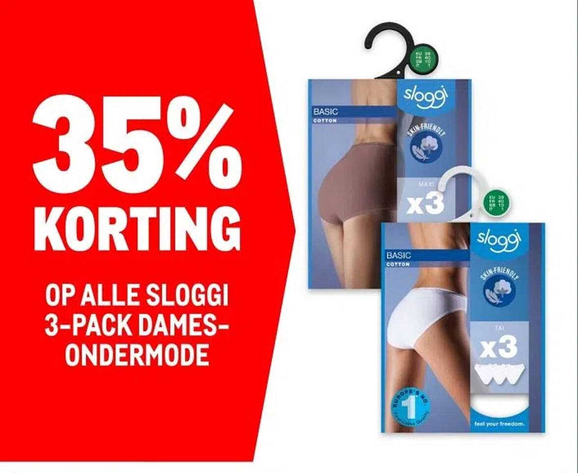 35% KORTING OP ALLE SLOGGI 3-PACK DAMES-ONDERMODE