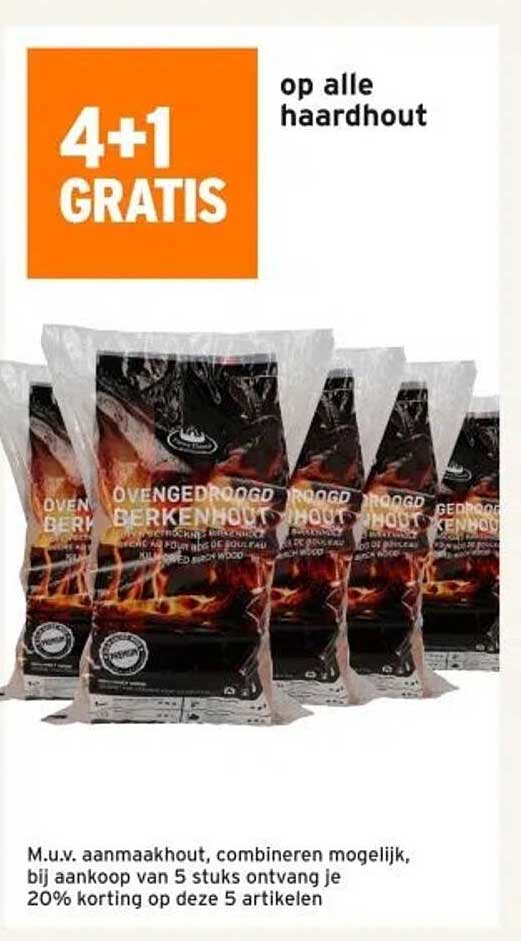 4+1 GRATIS op alle haardhout