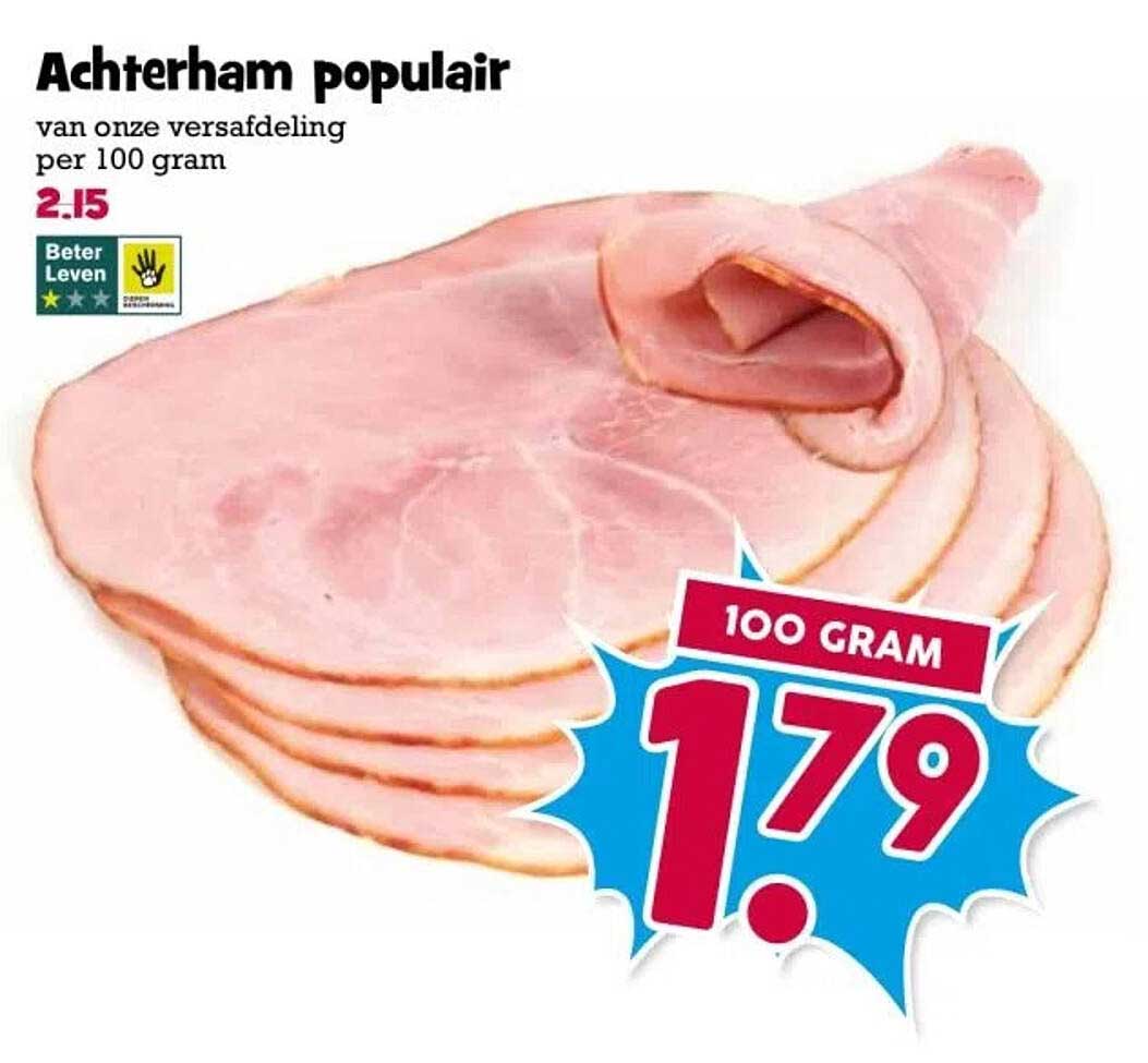 Achterham populair per 100 gram