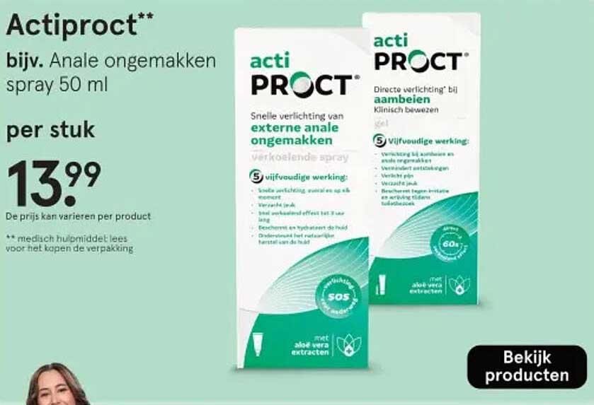 Actiproct** bijv. Anale ongemakken spray 50 ml