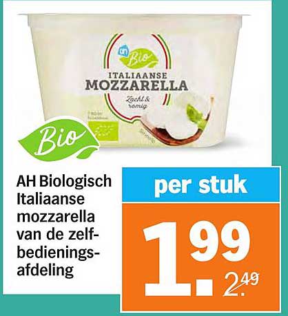 AH Biologisch Italiaanse mozzarella van de zelfbedieningsafdeling