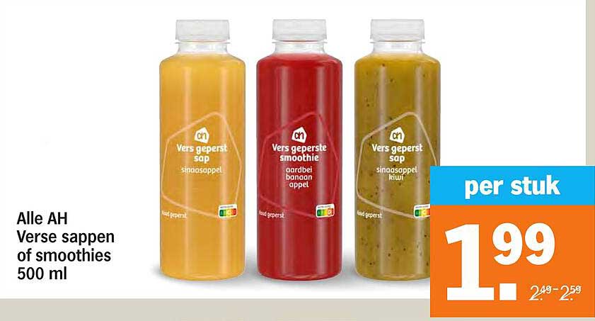 Alle AH Verse sappen of smoothies 500 ml
