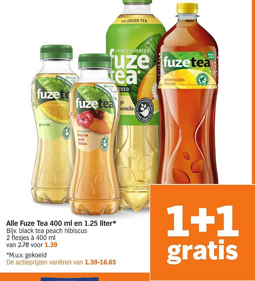 Alle Fuze Tea 400 ml en 1.25 liter*