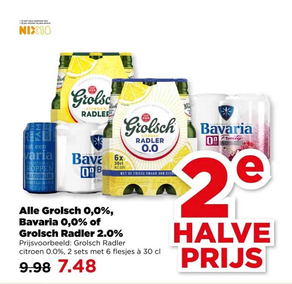 Alle Grolsch 0,0%, Bavaria 0,0% of Grolsch Radler 2.0%