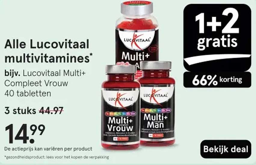 Alle Lucovitaal multivitamines* bijv. Lucovitaal Multi+ Compleet Vrouw 40 tabletten