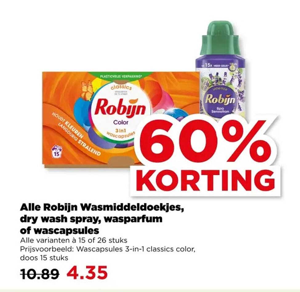 Alle Robijn Wasmiddeldoekjes, dry wash spray, wasparfum of wascapsules