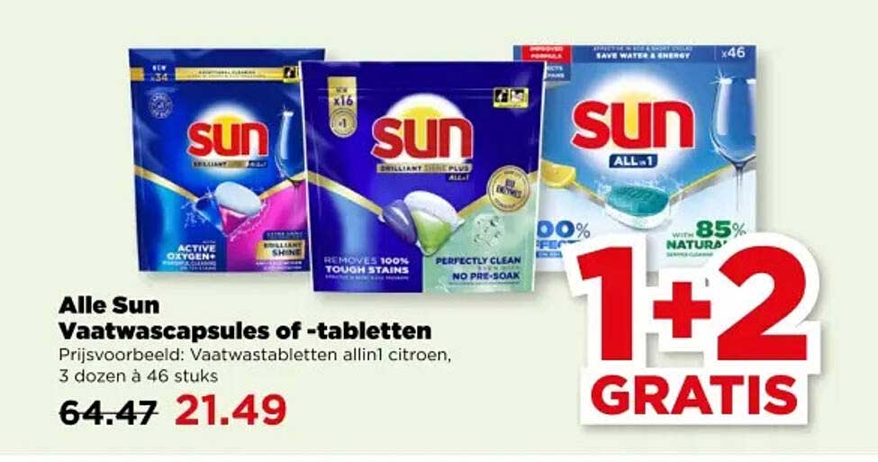 Alle Sun Vaatwascapsules of -tabletten