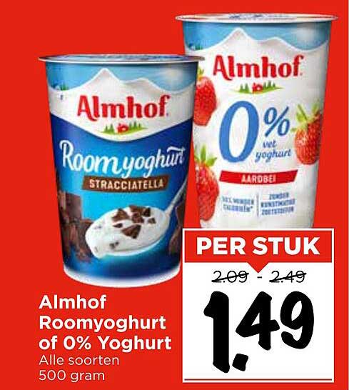 Almhof Roomyoghurt of 0% Yoghurt