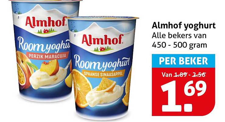 Almhof yoghurt Alle bekers van 450 - 500 gram