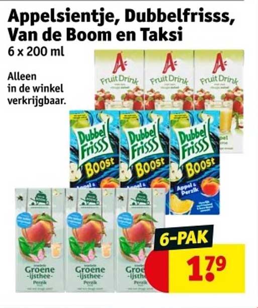 Appelsientje, Dubbelfrisss, Van de Boom en Taksi 6 x 200 ml