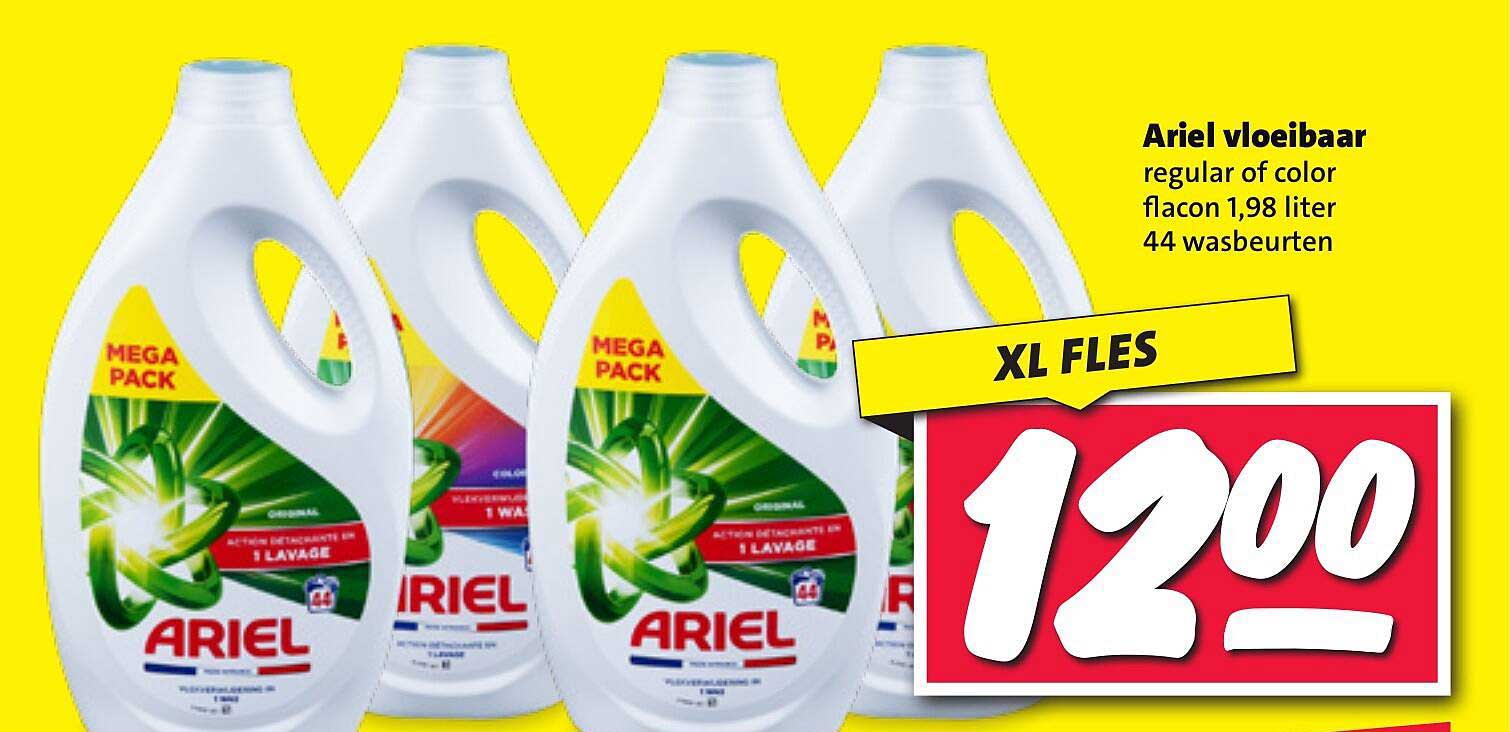 Ariel vloeibaar regular of color flacon 1,98 liter 44 wasbeurten