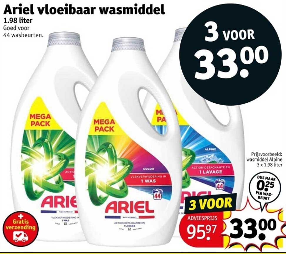 Ariel vloeibaar wasmiddel 1.98 liter - 3 voor 33.00