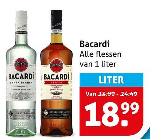 Bacardi Alle flessen van 1 liter