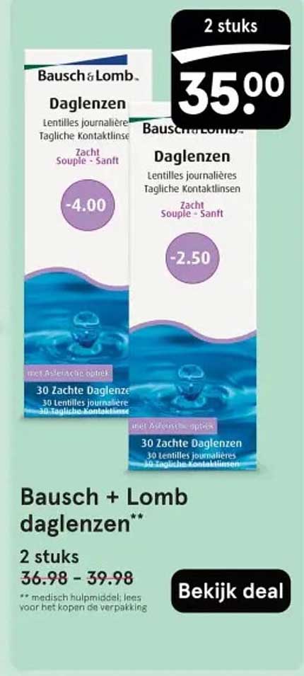 Bausch + Lomb daglenzen** 2 stuks