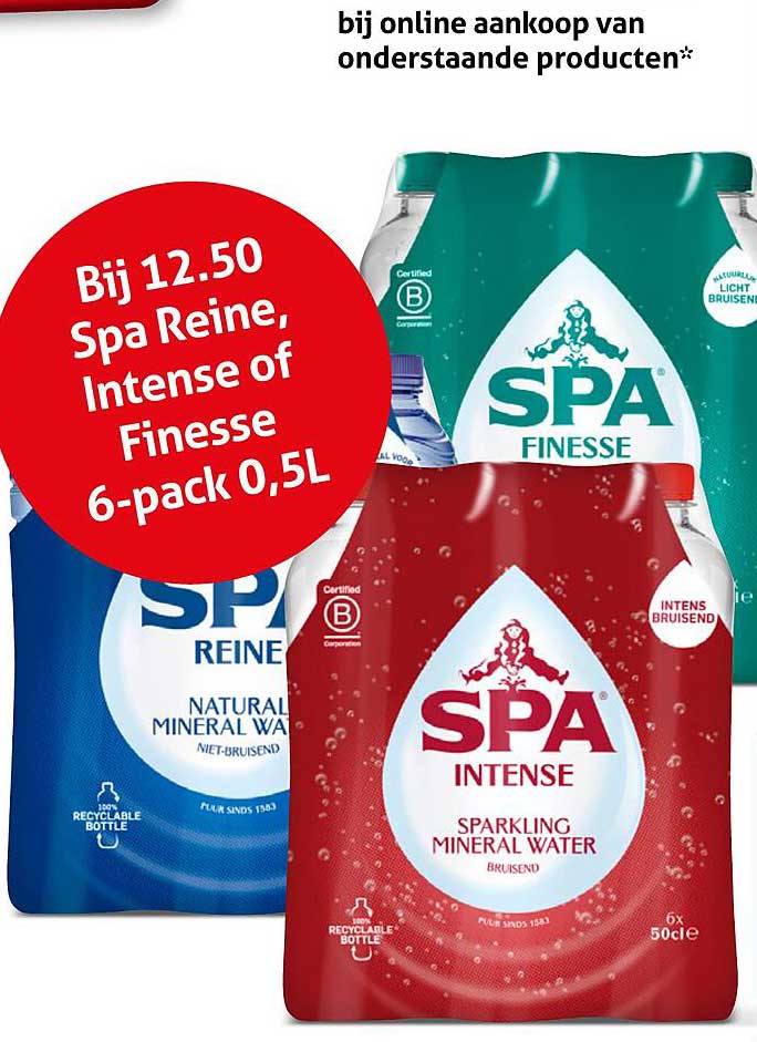 Bij 12.50 Spa Reine, Intense of Finesse 6-pack 0,5L