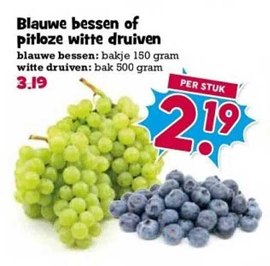 Blauwe bessen of pitloze witte druiven