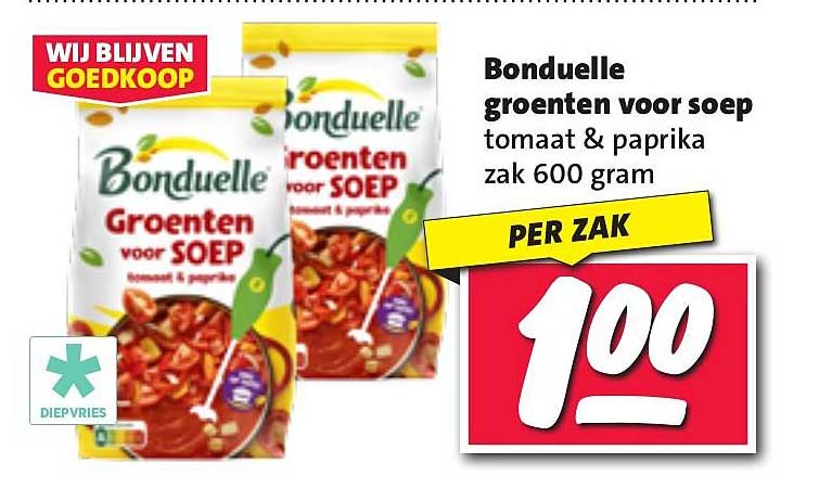 Bondelle groenten voor soep tomaat & paprika zak 600 gram
