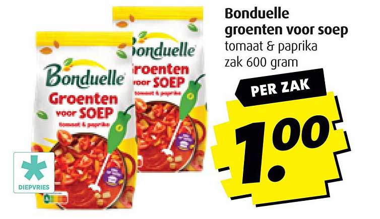 Bonduelle groenten voor soep tomaat & paprika zak 600 gram