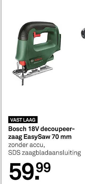 Bosch 18V decoupeerzaag EasySaw 70 mm zonder accu, SDS zaagbladaansluiting