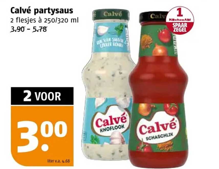 Calvé partysaus 2 flesjes à 250/320 ml