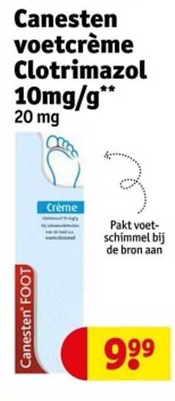 Canesten voetcrème Clotrimazol 10mg/g** 20 mg