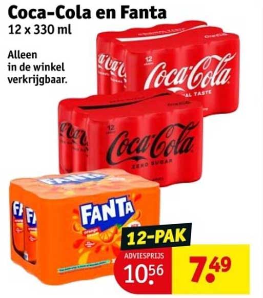 Coca-Cola en Fanta 12 x 330 ml